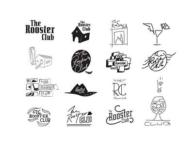 The Rooster Club - Sketches blues bar branding design doodle experiment identity illustration logo logo design logo sketch rooster rough sketch sketches the rooster club