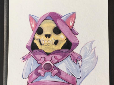 Skelefur - Pop Cat illustration ninjabot painting skeletor watercolor