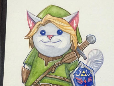 Linx - Pop Cat cat illustration legend of zelda link ninjabot painting pop cat watercolor zelda
