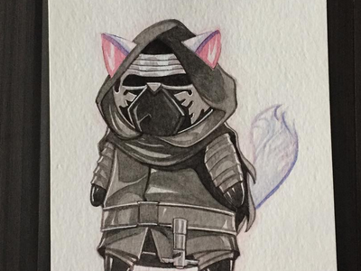 Calico Ren - Pop Cat cat illustration kylo ren ninjabot painting pop cat star wars watercolor