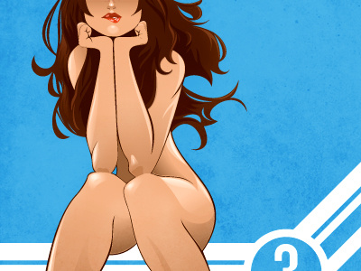 Pinup03 - Finished art blue brunette cheescake design girl hair illustration pinup semi nude sexy vector