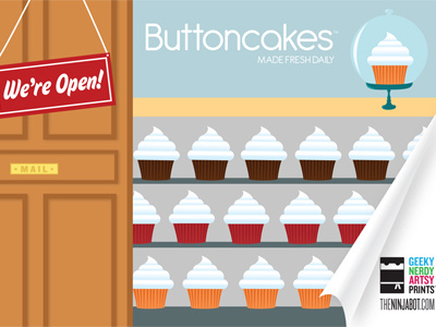 Buttoncakes - Button Packaging art bakery buttons cupcake cute design dessert illustration illustrator packaging pin typography vector