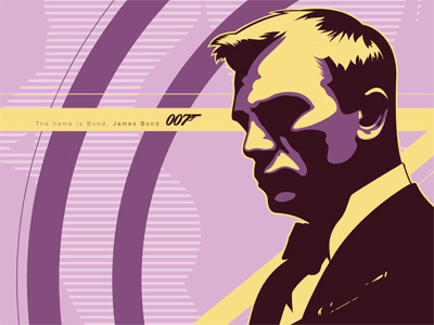 Bond 007 art bauhaus daniel craig design james bond mi6 pink poster print retro secret agent sexy vector vector art vintage yellow