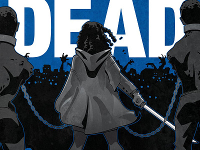 TWD - Michonne art blue comics design gray illustration image comics katana michonne poster print sword the walking dead vector zombies