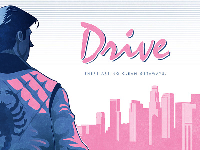 Drive art blue design drive illustration illustrator los angeles movies pink poster prints retro ryan gosling vector vintage