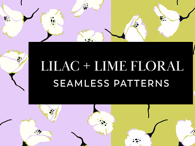 Lilac + Lime Floral Seamless Patterns fabric pattern floral flowers illustration lilac lilac pattern lime pattern poppies procreate repeat pattern seamless seamless pattern surface pattern design