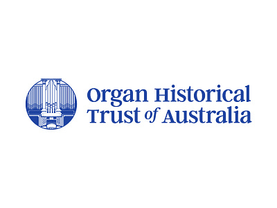 Organ Historical Trust of Australia (OHTA) logo design blue logo organ pipe organ visual identity