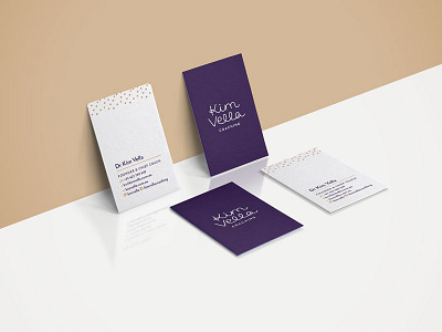 Kim Vella Coaching business cards brand design branding business cards coaching executive coaching feminine gold purple visual identity