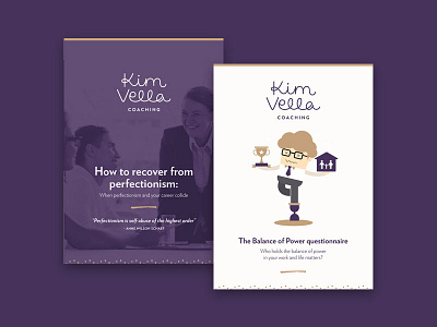 Kim Vella Coaching: e-book downloadables coaching cover design e books executive coaching gold graphic design layout purple