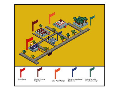 Infotainment map isometric design