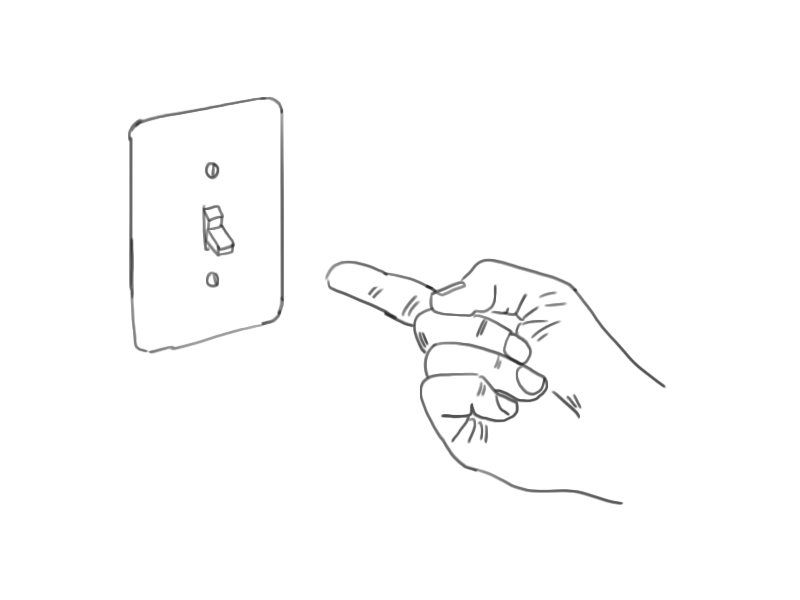 yes / no hand light switch off on switch