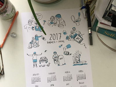 2017 Calendar calendar fuck 2016 illustration silk screened