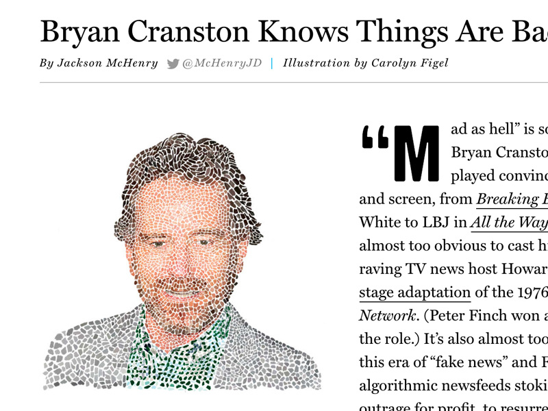 New work for NYmag! breaking bad magazine print editorial nymag figel for hire bryan cranston faces illustration carolyn figel