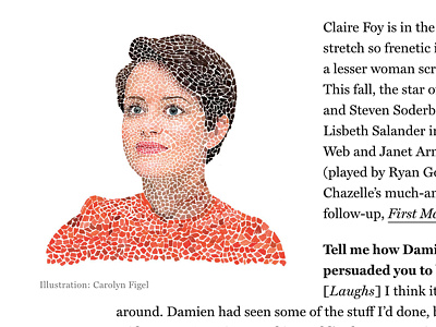 New work for NYmag! carolyn figel claire foy faces figel for hire illustration new york magazine portrait