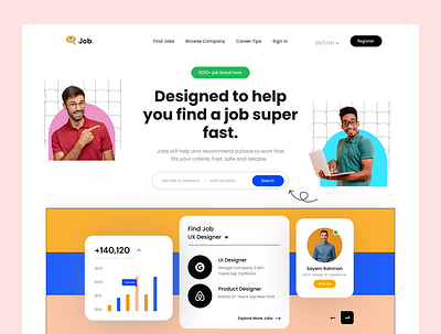 Job Finder Website Design - Job business design header headerpage job jobfinder jobheaderpage jobui ui uidesign uiresources uiux design webdesign webpage websitedesign