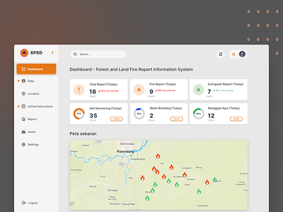 Dashboard - for forest and land fire report information system ui