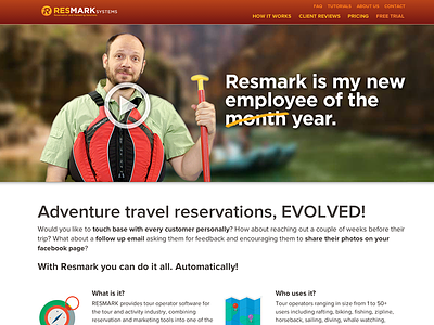 Updated home page for resmarksystems.com adventure design homepage layout rafting travel web web design