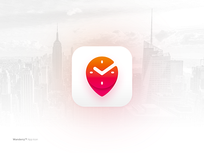 Wanderry™ / App Icon app clock design icon icon app pin travel trip uidesign ux wander wanderry watch