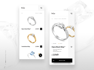 Briju Jewellery eCommerce App / Concept branding creative design digital gold jewellery ring silver typography ui uidesign user interface ux vector
