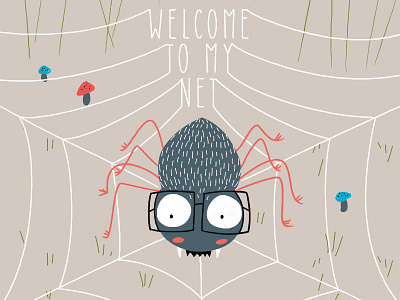 welcome to my net artwork beattle bug concept cute flat illustration