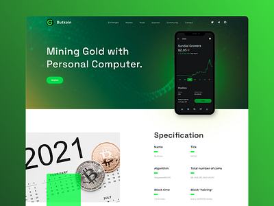 Butcoin Website bitcoin coin design mining ui ux web web design website