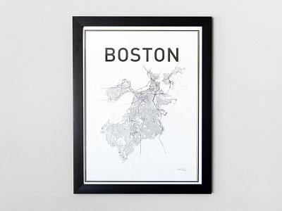 Boston City Print boston city map poster print typography