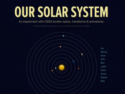 Our Solar System in CSS3 css3 experiment solar system