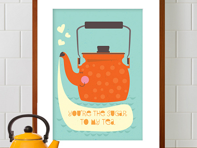 'You're the sugar to my tea' home decor illustration nursery art polka dots print poster scandinavian design teapot