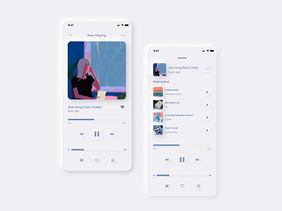 Music Player App android app apple apple music design ios minimalist mobile music music player neumorphic neumorphism player simple skeuomorphic skeuomorphism song spotify ui ux