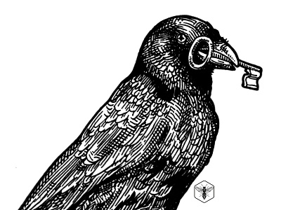The Key bird crow ink inktober key raven vanitae