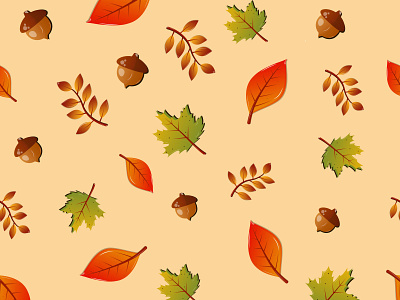 Autumn seamless pattern with seasonal elements