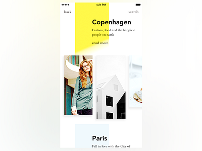 Pure Design Travel Guide App app browse guide medium minimal minimalist paris pure read simple travel ux