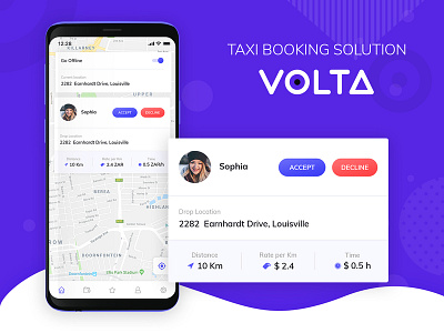Volta Taxi Booking App android app booking app cab booking cab booking request driver app ios app design taxi app travel app uiux voltage