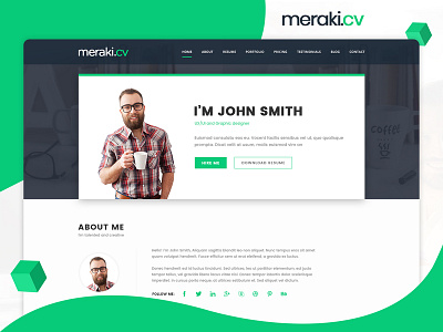 Meraki One Page Resume WordPress Theme