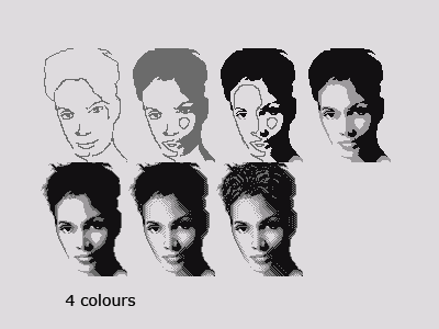 Halle Berry 4 colours dithering pixelart