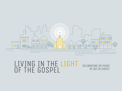 Living in the Light of the Gospel church design illustration theme