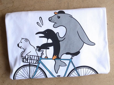 Arctic Cyclists illustration penguin polar cub seal shirt print