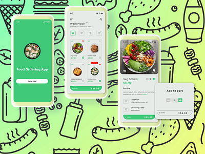 Food Ordering App color gradient design figma prototyping typography typography art ui uidesign uiux uiux designer ux uxdesign uxui