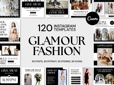 Fashion Black Instagram | CANVA Templates brand identity business branding canva design canva templates engagement booster facebook cover facebook templates highlight cover highlight icons instagram feed instagram instastories instagram posts instagram stories instagram templates marketing templates personal branding pin pinterest pinterest templates social media templates visual identity