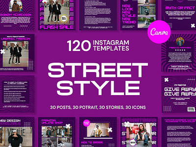 Street Style Purple IG | CANVA Templates brand identity business branding canva design canva templates engagement booster facebook cover facebook templates highlight cover highlight icons instagram feed instagram instastories instagram posts instagram stories instagram templates marketing templates personal branding pin pinterest pinterest templates social media templates visual identity