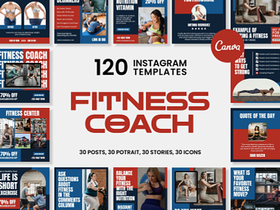 Fitness Red Instagram | CANVA Templates brand identity business branding canva design canva templates engagement booster facebook cover facebook templates highlight cover highlight icons instagram feed instagram instastories instagram posts instagram stories instagram templates marketing templates personal branding pin pinterest pinterest templates social media templates visual identity