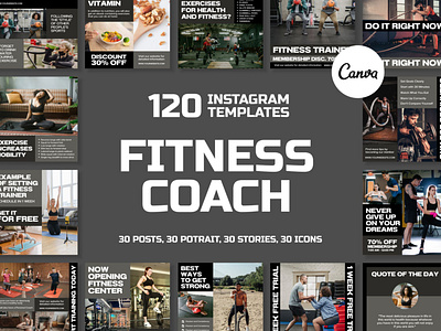 Fitness Black Instagram | Canva Templates brand identity business branding canva design canva templates engagement booster facebook cover facebook templates highlight cover highlight icons instagram feed instagram instastories instagram posts instagram stories instagram templates marketing templates personal branding pin pinterest pinterest templates social media templates visual identity