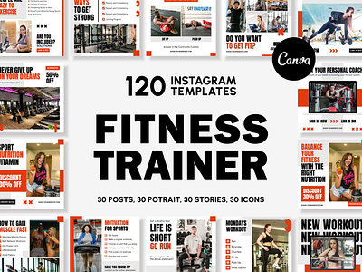 Fitness Grey Instagram | CANVA Templates brand identity business branding canva design canva templates engagement booster facebook cover facebook templates highlight cover highlight icons instagram feed instagram instastories instagram posts instagram stories instagram templates marketing templates personal branding pin pinterest pinterest templates social media templates visual identity