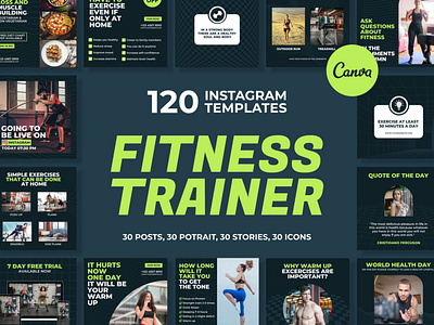 Fitness Navy Instagram | CANVA Templates brand identity business branding canva design canva templates engagement booster facebook cover facebook templates highlight cover highlight icons instagram feed instagram instastories instagram posts instagram stories instagram templates marketing templates personal branding pin pinterest pinterest templates social media templates visual identity