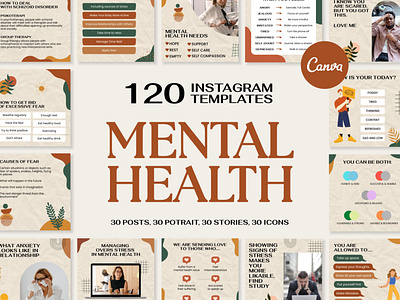 Mental Health Maroon IG | CANVA Templates brand identity business branding canva design canva templates engagement booster facebook cover facebook templates highlight cover highlight icons instagram feed instagram instastories instagram posts instagram stories instagram templates marketing templates personal branding pin pinterest pinterest templates social media templates visual identity