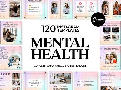 Mental Health Pink Instagram | CANVA Templates brand identity business branding canva design canva templates engagement booster facebook cover facebook templates highlight cover highlight icons instagram feed instagram instastories instagram posts instagram stories instagram templates marketing templates personal branding pin pinterest pinterest templates social media templates visual identity