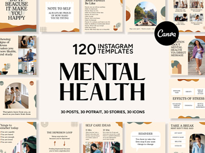 Mental Health Beige IG | CANVA Templates brand identity business branding canva design canva templates engagement booster facebook cover facebook templates highlight cover highlight icons instagram feed instagram instastories instagram posts instagram stories instagram templates marketing templates personal branding pin pinterest pinterest templates social media templates visual identity