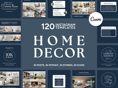 Home Decor Blue Instagram | CANVA Templates