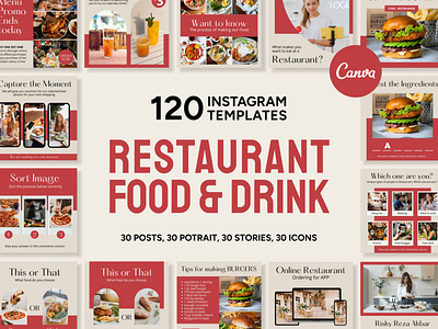 Restaurant Red Instagram | CANVA Templates