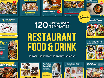 Restaurant Yellow Instagram | CANVA Templates